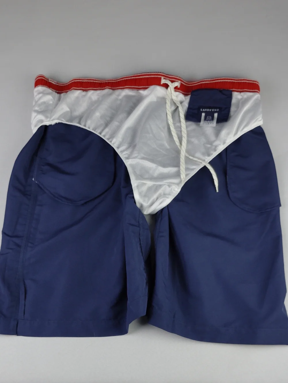 Lands' End Navy Swim Trunks .
